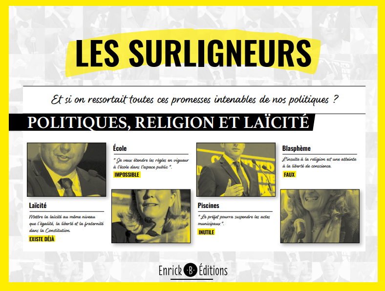 Première de couverture livre « Politiques, religion et laïcité », par Les Surligneurs