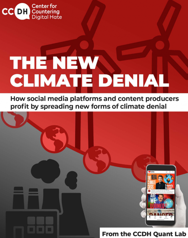 Couverture du Rapport "The New Climate Denial" de l'ONG Countering Digital Hate (CCDH)